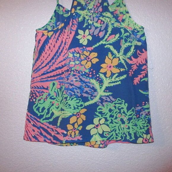 Lilly Pulitzer Silk Tank Top Size XXS Cami Sleeveless All A Glow Tropical Beachy - Picture 6 of 7